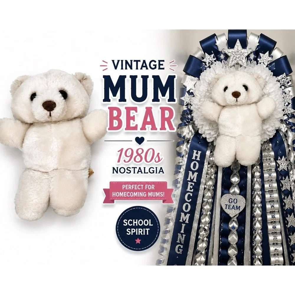 Vintage Russ Berrie White Homecoming Mum Bear 8